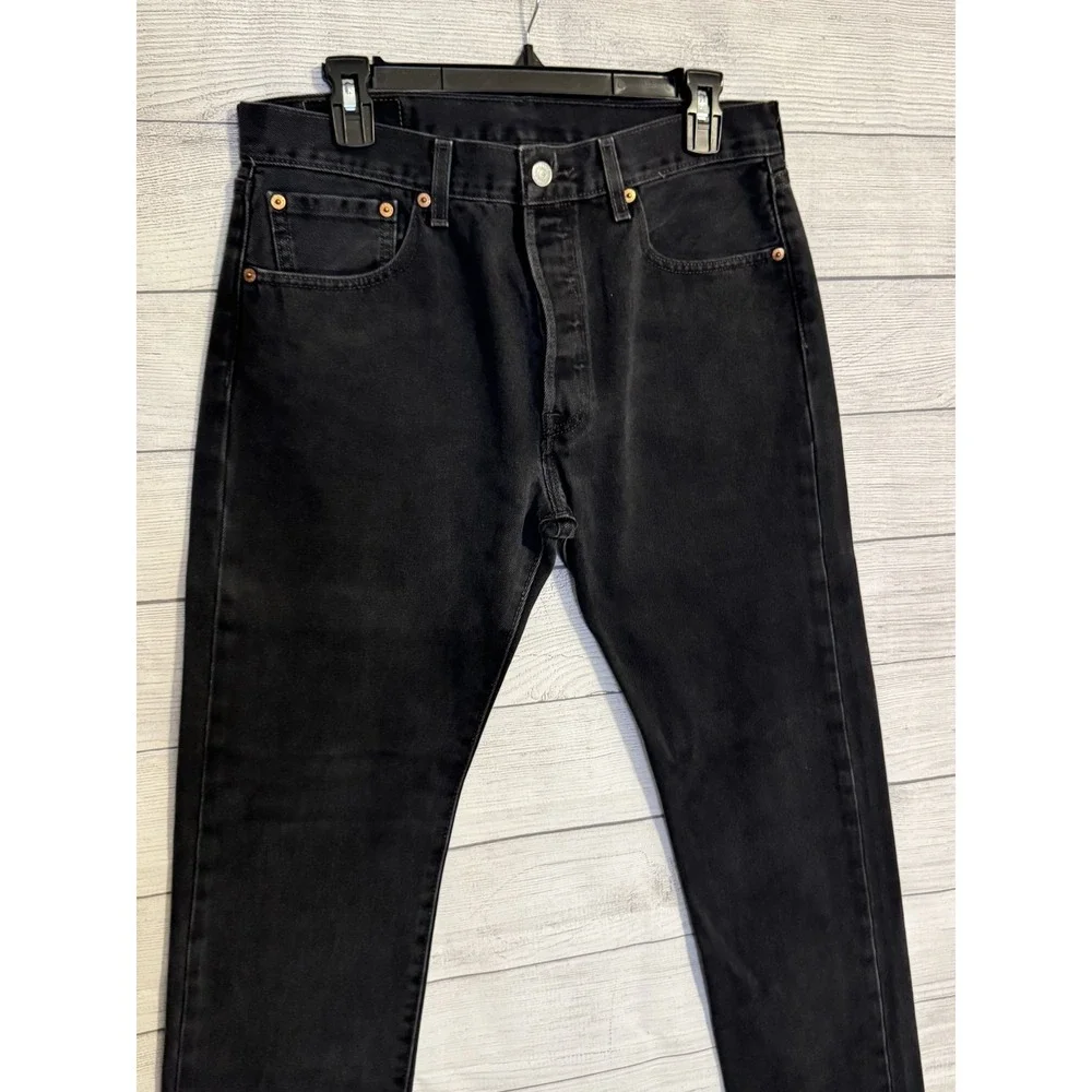 Levi's 501 Original Fit Button Fly Jeans 32x32 Black Straight Leg - Picture 4 of 8